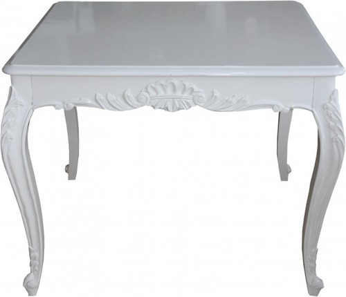 Casa Padrino Barock Esstisch Weiss 100 cm x 100 cm- Esszimmer Tisch - Antik Stil M�bel