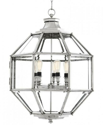 Casa Padrino Luxus Laterne - Luxus Nickel H�ngeleuchte Durchmesser 80 x H 98 cm
