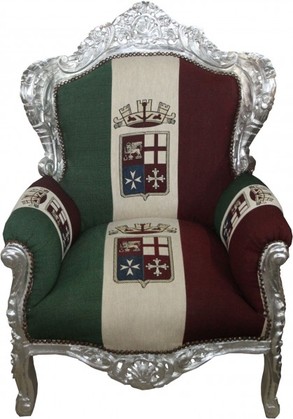 Casa Padrino Barock Sessel King  Italien / Silber - M�bel Antik Stil