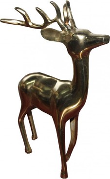 Casa Padrino Designer Deko Hirsch Gold 28 x 14 x 36cm - poliertes Aluminium - Figur Skulptur