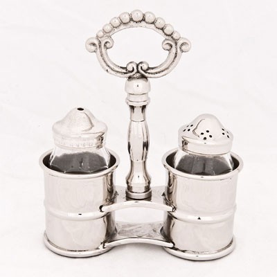 Casa Padrino Luxus Barock Salz und Pfefferstreuer Set Messing vernickelt Antik Stil