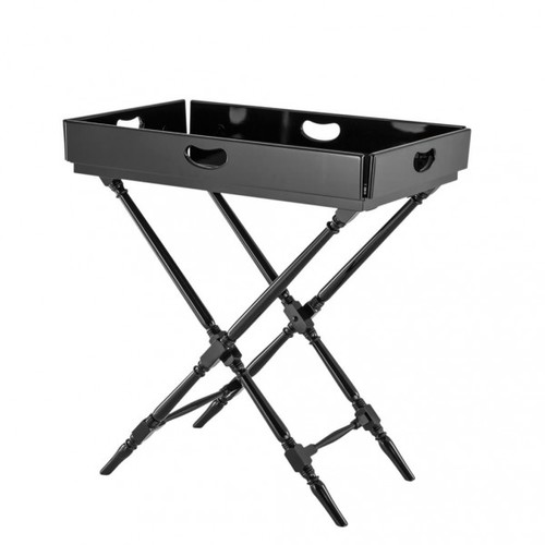 Casa Padrino Luxus Bar Tisch Schwarz mit abnehmbaren aufklappbaren Tablett Schwarz hochglanz - Neoklassisch - Hotel Restaurant M�bel