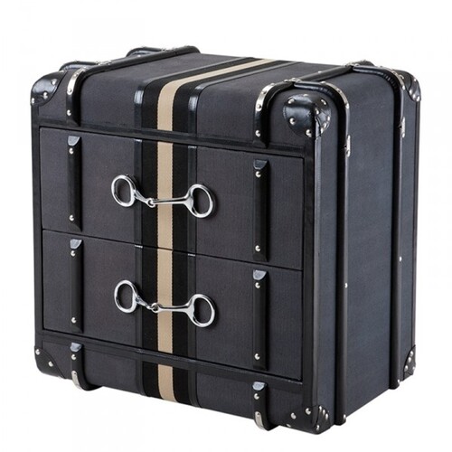 Casa Padrino Luxus Schubladen Schrank im Vintage Koffer Design Dark Grey Canvas - 2 Schubladen - Art Deco Barock Jugendstil Kofferschrank Nachtschrank