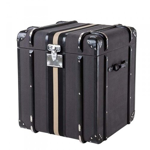 Casa Padrino Luxus Koffer Schrank Truhe Dark Grey Canvas - Art Deco Barock Jugendstil Kofferschrank Nachtschrank