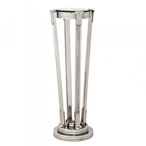 Casa Padrino Luxus Barock Beistelltisch / S�ule Messing Vintage Nickel Finish 36 x H 105.5 cm - Tisch M�bel