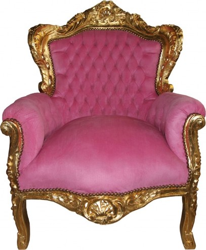 Casa Padrino Barock Sessel King Rosa/Gold