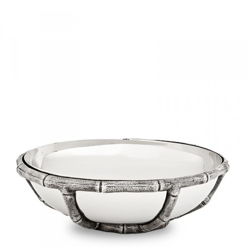 Casa Padrino Luxus Art Deco Sch�ssel Edelstahl vernickelt Antik Silber 27 x H. 8,5 cm - Luxus Hotel Collection