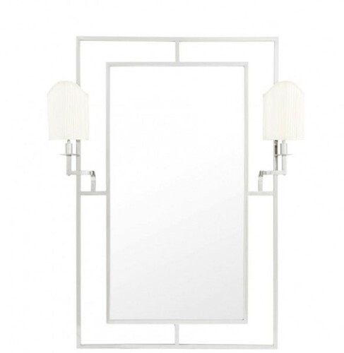 Casa Padrino Luxus Designer Wandspiegel Nickel 113 x H 140 cm - Luxus Hotel Spiegel