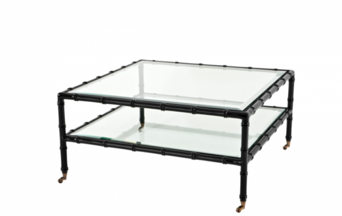 Casa Padrino Luxus Art Deco Designer Teakholz Couchtisch Schwarz - Wohnzimmer Salon Tisch - Luxus Qualit�t