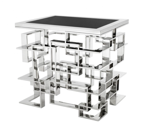 Casa Padrino Luxus Art Deco Designer Beistelltisch mit schwarzer Granitplatte - Luxus Kollektion