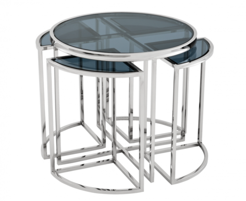 Casa Padrino Luxus Art Deco Designer Beistelltisch 5er Set mit Rauchglas - Luxus Qualit�t