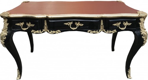 Casa Padrino Luxus Barock Schreibtisch Schwarz / Gold / Bordeaux Sekret�r Luxus M�bel