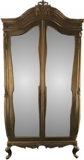 Casa Padrino Barock Kleiderschrank Gold B 110 x H 230 cm Schlafzimmer Schrank - Antik Stil