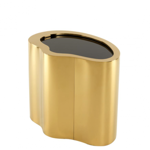 Casa Padrino Luxus Art Deco Designer Beistelltisch Gold mit schwarzem Glas - Luxus Kollektion