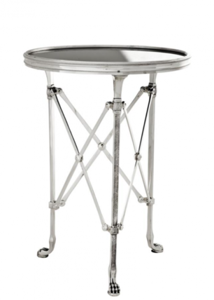 Casa Padrino Luxus Art Deco Designer Beistelltisch Antik Silber mit schwarzem Glas 42 x H. 55 cm - Luxus Qualit�t