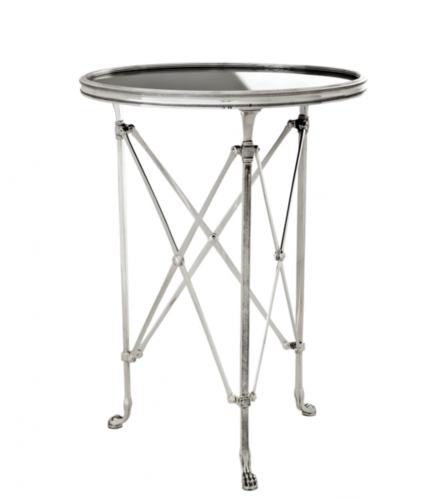 Casa Padrino Luxus Art Deco Designer Beistelltisch Antik Silber mit schwarzem Glas 52 x H. 70 cm - Luxus Hotel Tisch