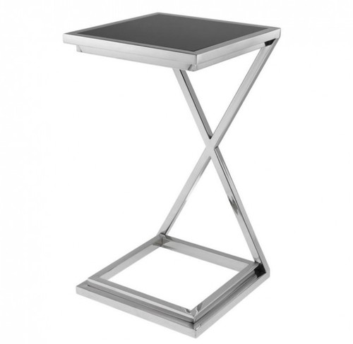 Casa Padrino Luxus Art Deco Designer Beistelltisch Nickel mit schwarzem Glas - Luxus Hotel M�bel