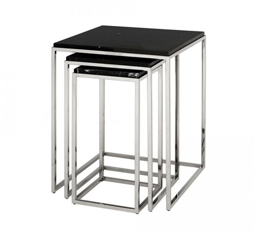 Casa Padrino Luxus Art Deco Designer Beistelltisch 3er Set - Luxus Beistelltisch Set