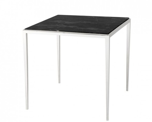 Casa Padrino Luxus Art Deco Designer Beistelltisch Nickel mit brauner Marmorplatte - Hotel Tisch M�bel