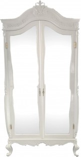 Casa Padrino Barock Kleiderschrank Wei� Hochglanz B 110 x H 230 cm Schlafzimmer Schrank - Antik Stil