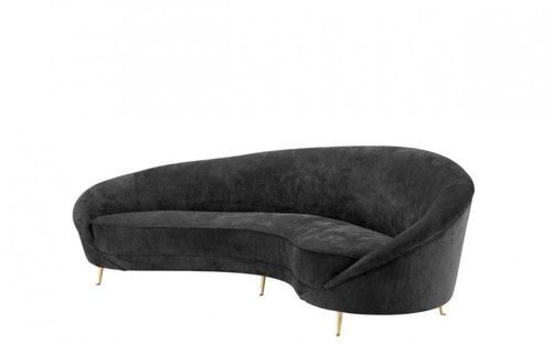 Casa Padrino Luxus Sofa Schwarz gebogen - Luxus Hotel M�bel