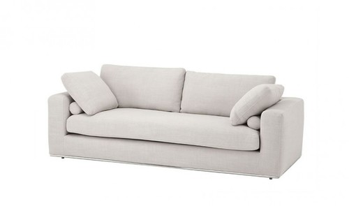 Casa Padrino Luxus Sofa Panama Natural mit poliertem Stahl Sockel - Luxus Kollektion