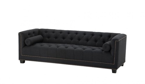Casa Padrino Luxus Sofa 3 Sitzer Schwarz - Hotel Einrichtung