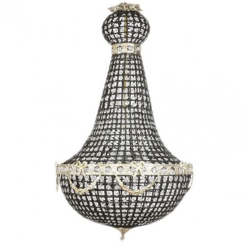 Casa Padrino Luxus Barock Decken H�ngeleuchte 55 x H 110 cm - Glas / Schwarz / Silber