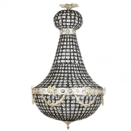 Casa Padrino Luxus Barock Decken Hngeleuchte 45 x H 90 cm - Glas / Schwarz / Silber