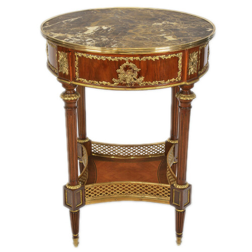 Casa Padrino Barock Beistelltisch mit Marmorplatte  - Luxus Beistelltisch