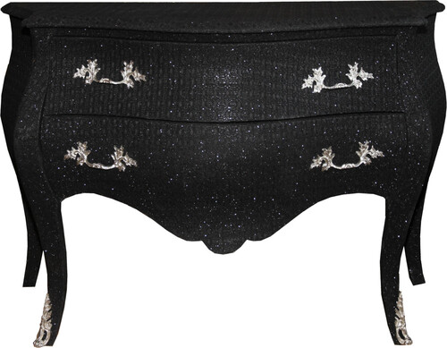 Casa Padrino Barock Kommode Schwarz / Glitzerlook 120cm Mod2