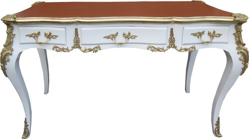 Casa Padrino Luxus Barock Schreibtisch Weiss / Gold / Apricot - Sekret�r Luxus M�bel - Limited Edition