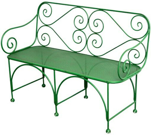 Casa Padrino Gartenbank mit perforirter Sitzfl�che - Art Deco Gartenm�bel