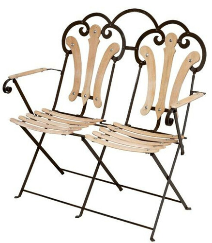 Casa Padrino Terrassen Balkon Gartenbank - Klappbare 2er Bank