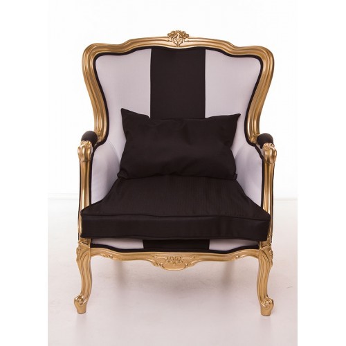 Casa Padrino Luxus Barock Sessel Schwarz / Wei� / Gold M�bel - Luxury Hotel Collection