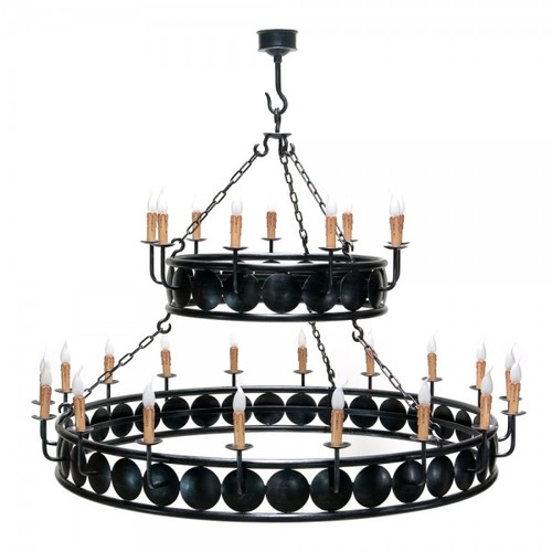 Casa Padrino Barock Schmiedeeisen Kronleuchter 27-Flammig H�ngeleuchte L�ster H�ngelampe Deckenlampe Burg Schloss Leuchter