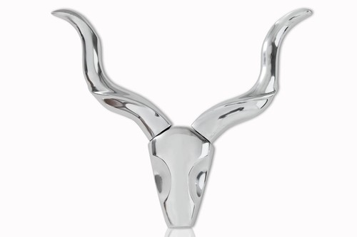 Designer Geweih Style Shine Deko Hirsch aus poliertem Aluminium Wandfigur Geweih Wandgeweih