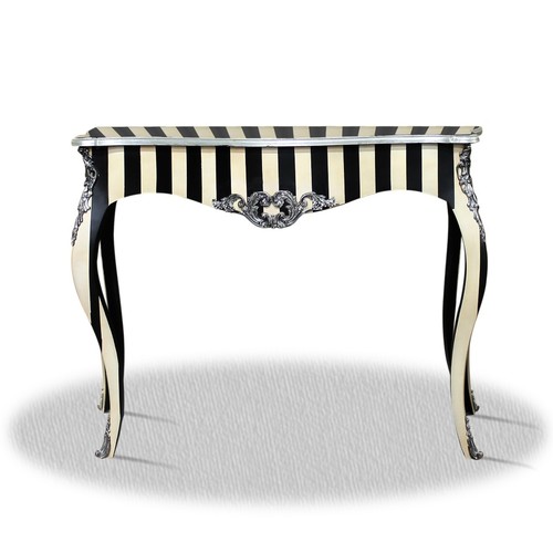 Casa Padrino Barock Konsole Schwarz Wei� Silber 100 x 40 x H. 85 cm - Luxus M�bel