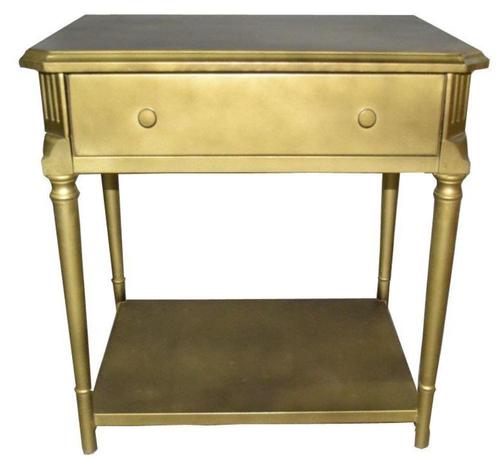 Casa Padrino Luxus Art Deco Nachttisch mit Schublade Gold - Antik Stil Beistelltisch - Nachtkommode - Nachtschrank