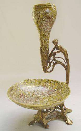 Casa Padrino Barock Porzellan Schale mit Blumenvase - Luxus Restaurant Kollektion