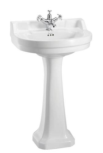 Casa Padrino Porzellan Waschbecken mit Sockel 56 x 47 x H. 96 cm - Jugendstil Design