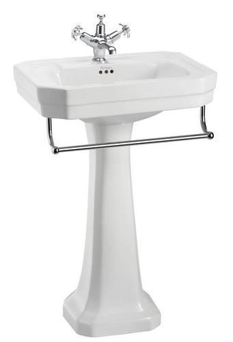 Casa Padrino Porzellan Waschbecken mit Sockel und Handtuchhalter - Antik Stil Waschbecken