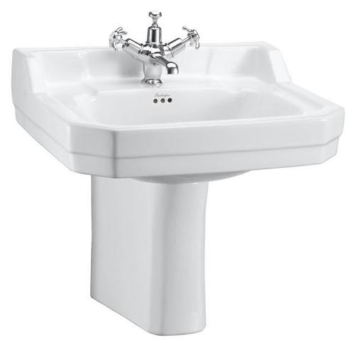 Casa Padrino Porzellan Waschbecken mit halben Sockel 56 x 47 x H. 56 cm