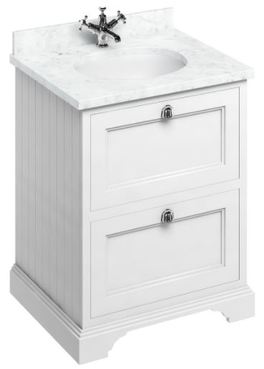 Casa Padrino Waschschrank / Waschtisch mit Marmorplatte und 2 Schubladen - Luxus Edition