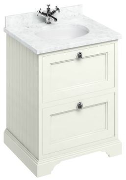 Casa Padrino Waschschrank / Waschtisch mit Marmorplatte und 2 Schubladen - Luxus Edition 