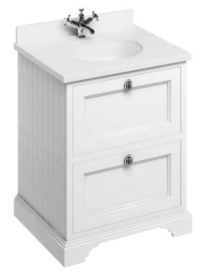 Casa Padrino Waschschrank / Waschtisch mit Marmorplatte und 2 Schubladen 67 x 55 x H.93 cm