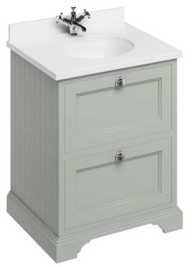 Casa Padrino Waschschrank / Waschtisch mit Marmorplatte und 2 Schubladen 67 x 55 x H.93 cm 