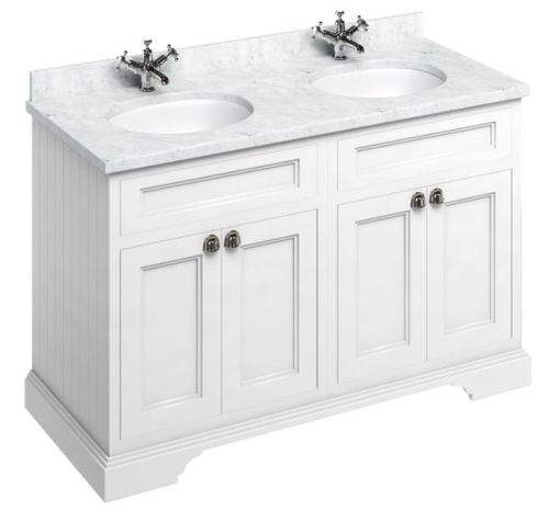 Casa Padrino Doppel Waschschrank mit Marmorplatte und 4 T�ren - Antik Stil Waschtisch 