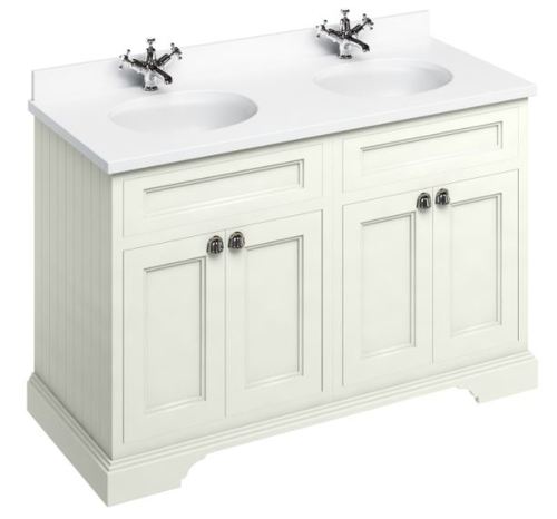 Casa Padrino Doppel Waschschrank / Waschtisch mit Marmorplatte und 4 T�ren 130 x 55 x H. 93 cm