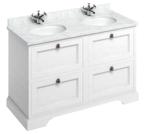 Casa Padrino Doppel Waschschrank / Waschtisch mit Marmorplatte und 4 Schubladen - Luxus Kollektion 